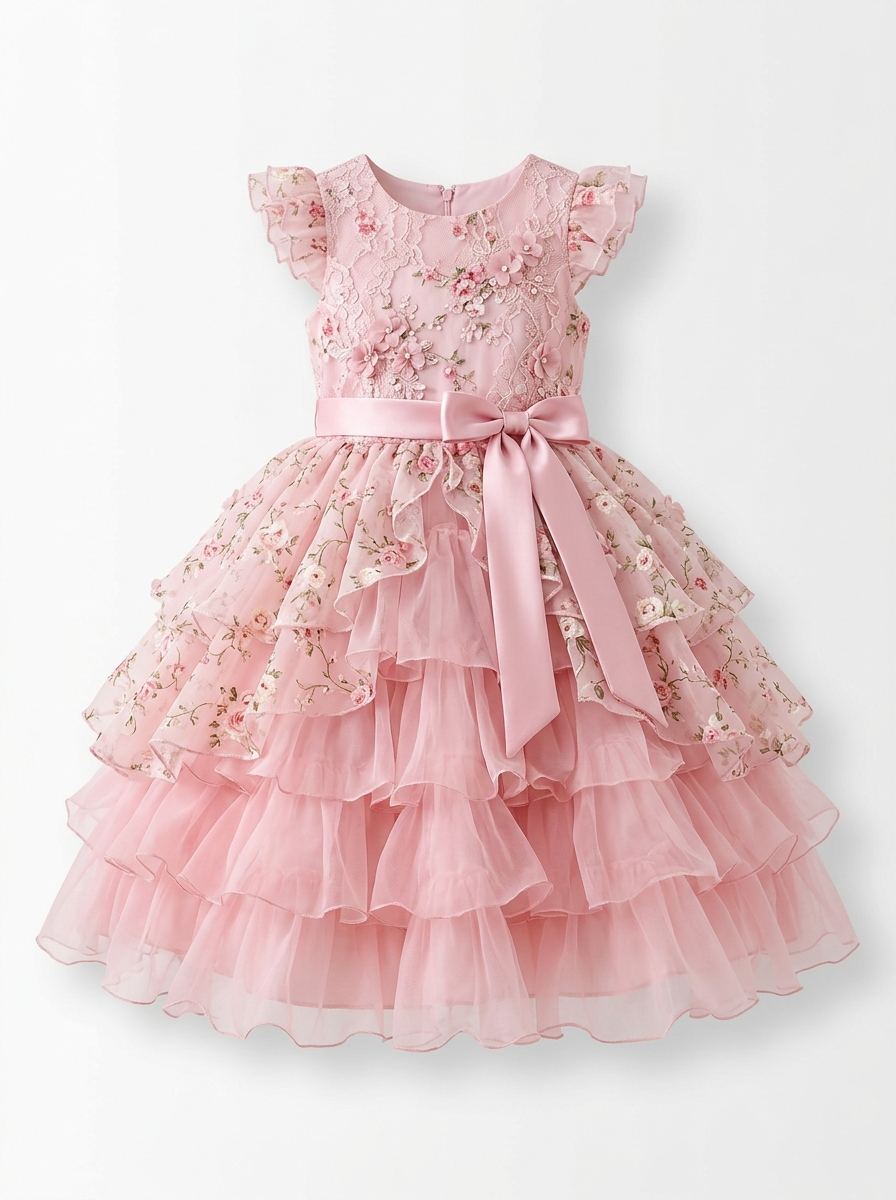 RosΓ© Petal Party Dress